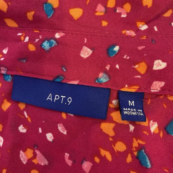 APT.9 Women Blouse/Shirt Size M Long Sleeve Multicolored Button up Sheer Summer - Picture 4 of 8